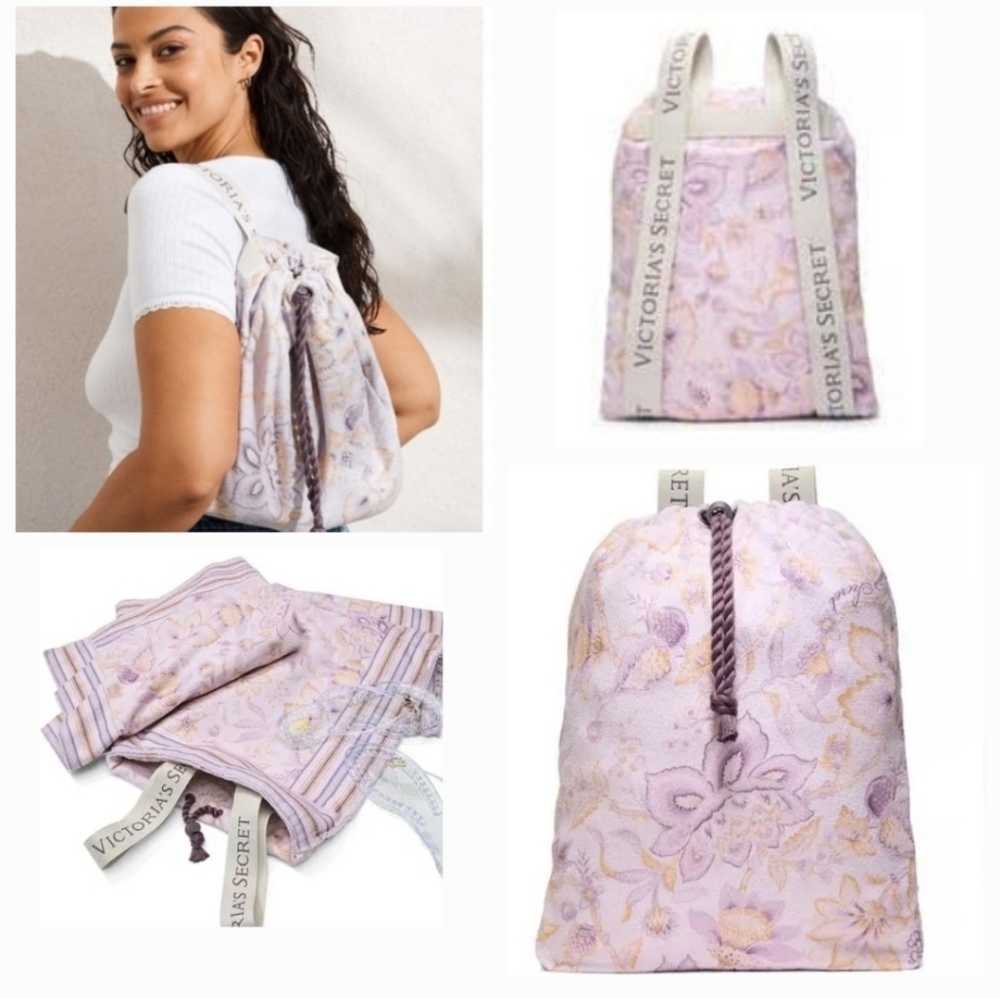 VICTORIA'S SECRET | Paisley print lillac packable beach towel backpack
